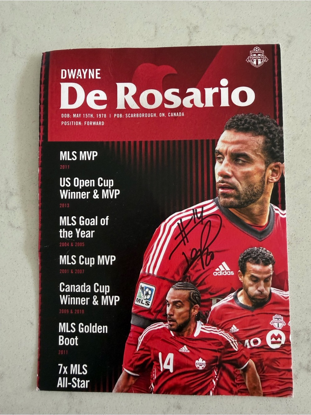 Dwayne De Rosario Signed Toronto FC Poster